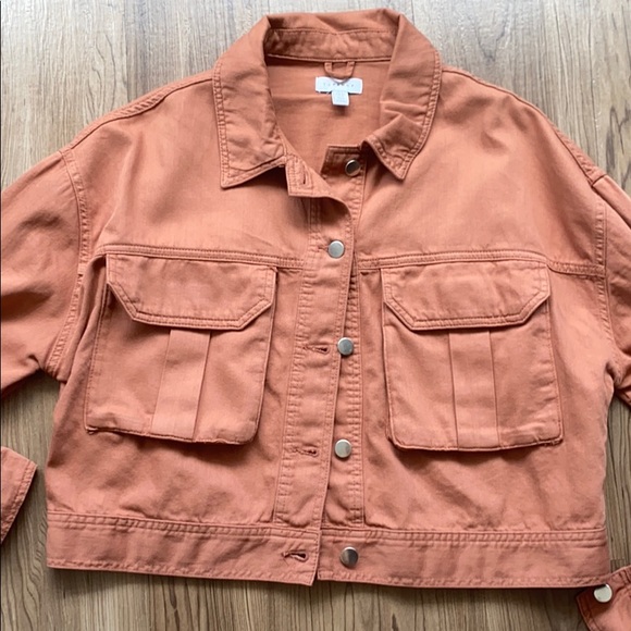 TopShop Mauve red orange button up demin jacket - Picture 4 of 6